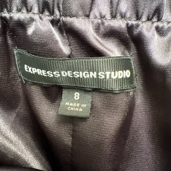 Express Design Studio Strapless Abstract Print Satin Mini Dress Bubble Hem - Picture 7 of 9